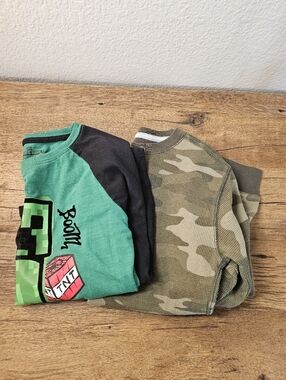 SET OF 2 Boys Long Sleeve Tops Size 10/12